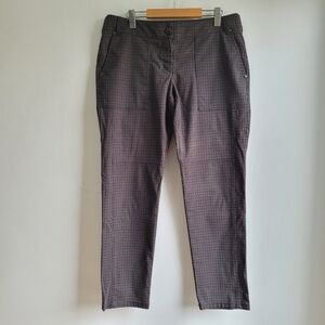 MAX MARA WEEKEND Equestrian Style Checkered Skinny Fit Pants Brown Tan Gray 14